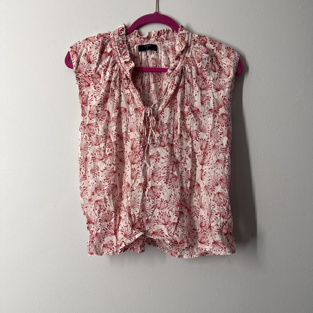Tahiti Women's Small 100% Cotton Blouse Short Sleeve Summer Chic Beachcore
